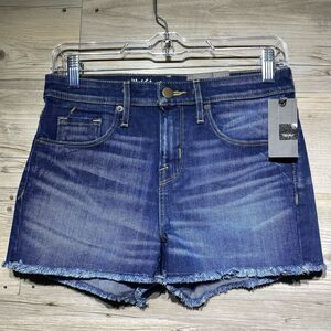 Mossimo High Rise Cut Off Jean Shorts Blue Denim Women's Size 2 Stretch 2.5”